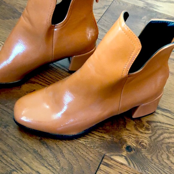 Square Toe Patent Leather Ankle Boots Size 10.5 - Picture 3 of 7